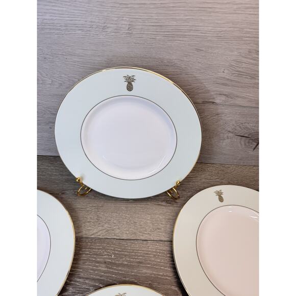 Wedgwood Vera Wang 9” Green Pineapple Gold Trim Accent Salad Plate-Set Of 4 - Picture 3 of 8